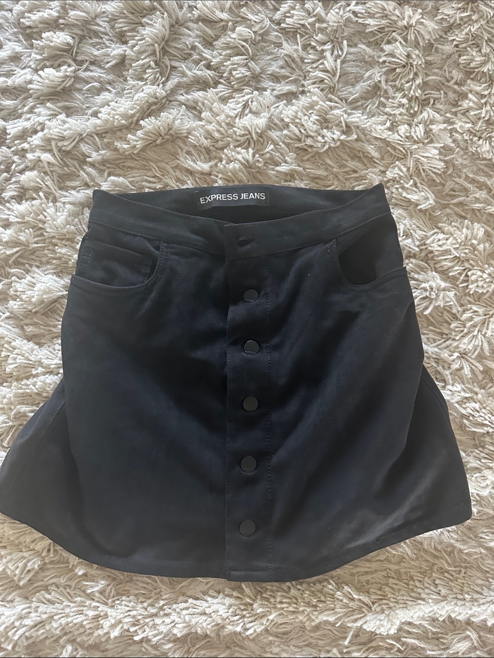 Black Button-Front suede  Mini Skirt express